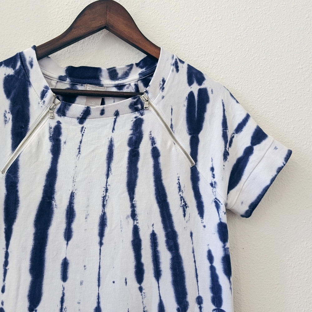 Chicos Pima Cotton Zipper Tie-Dye Dress